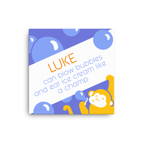 Monkey Blowing Bubbles Custom Canvas